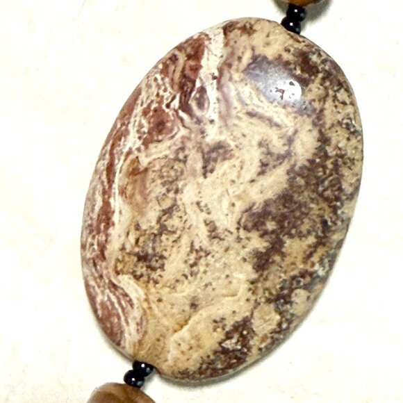 2/$20, Genuine Gemstone Earthy Brecciated Jasper & Mother of Pearl Bracelet - Picture 3 of 9